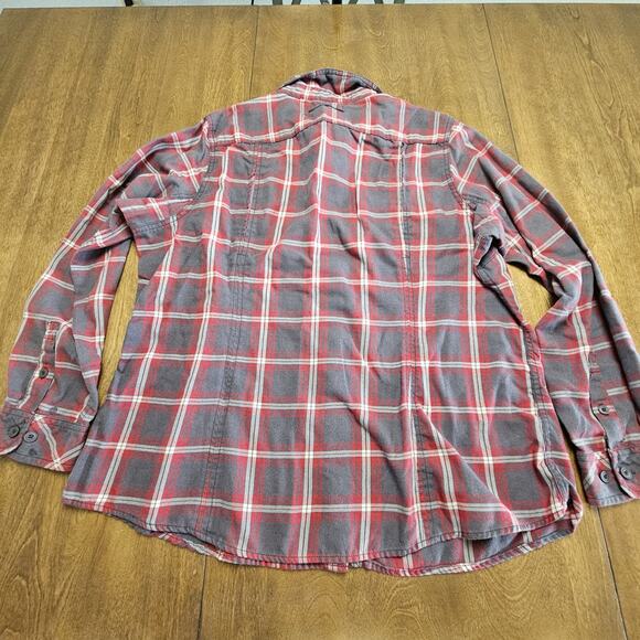 Duluth Trading Flannel Shirt Women XXL 2XL Button Up Long Sleeve Red Grey Plaid - Picture 4 of 5